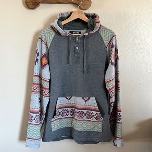 Southwest Pattern Grey Hoodie - Medium